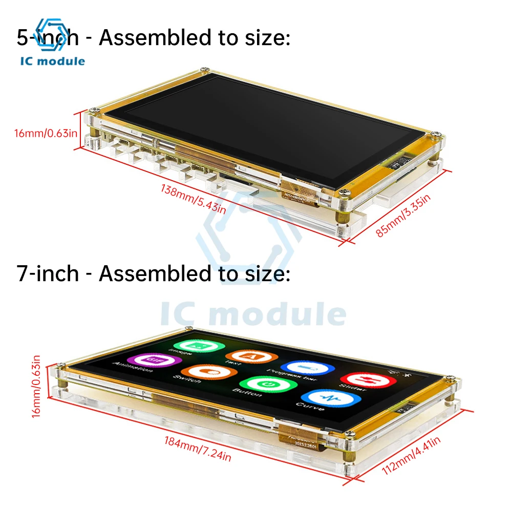 ESP32-S3 WIFI BT Development Board  5-inch/7-inch 800*480 Display Screen Type C interface RGB LCD TFT Module