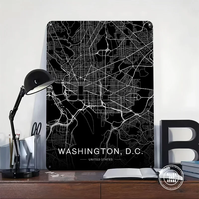 Washington Office Decor Room D.C. Metal Poster Perfect Gift for Fans Lovers Personalized Wall Art Metal Sign for Funny Signs