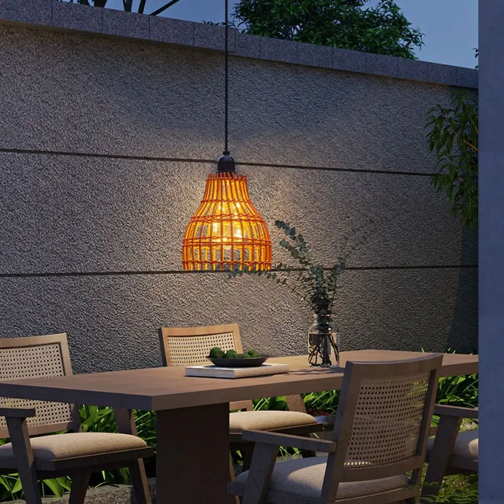

Hand-woven Pendant Lamp Shade Weaving Waterproof Design Waterproof Chandelier Solar Powered Led Lights Lamp Cover Restaurant