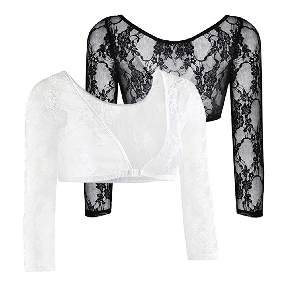 

Sexy Women Tops clothes Long Sleeve Floral Lace Vintage Dress Women's Shrug Bolero Cardigan Slim Lace Jacket Tops See-trough