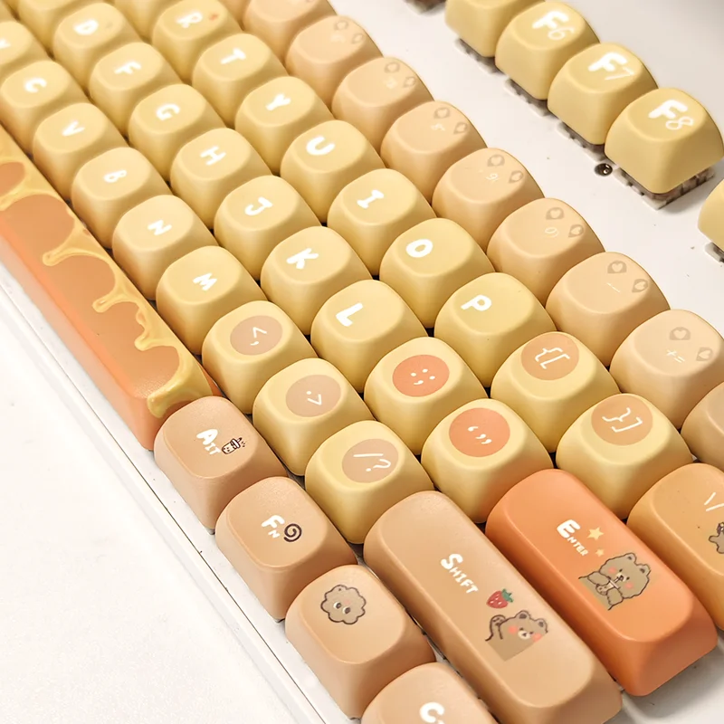 

Key cat milk tea bear theme keycap cartoon QX3 mechanical keyboard keycap customization five-sided hot sublimation moa