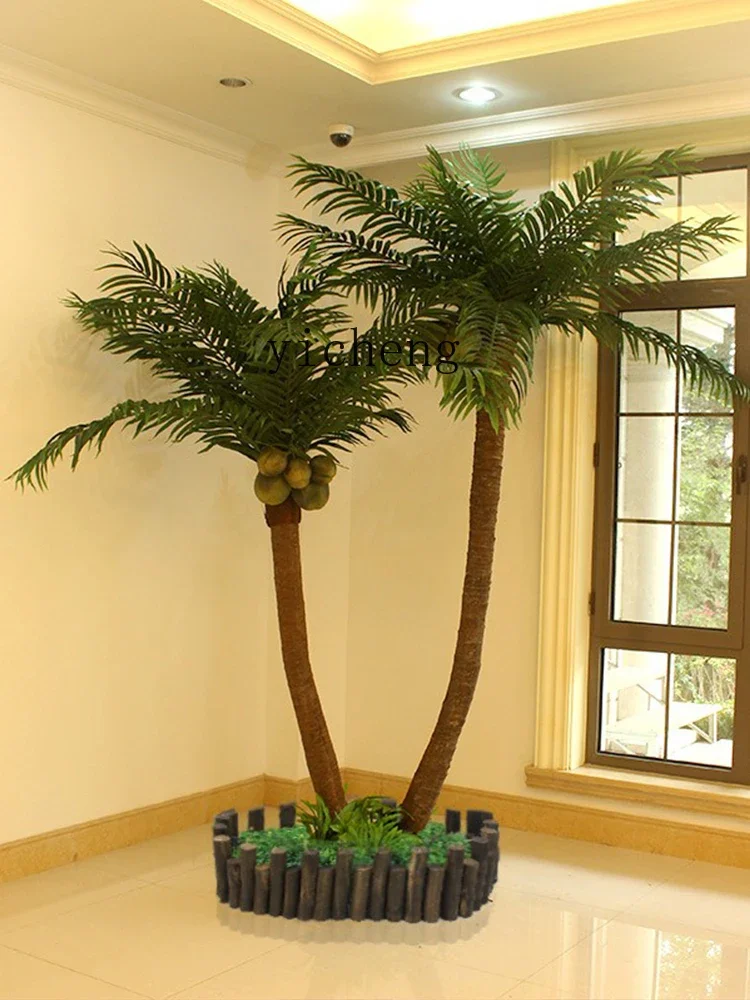 Zf large artificial coconut tree artificial tree indoor and outdoor decorative plant palm coconut tree