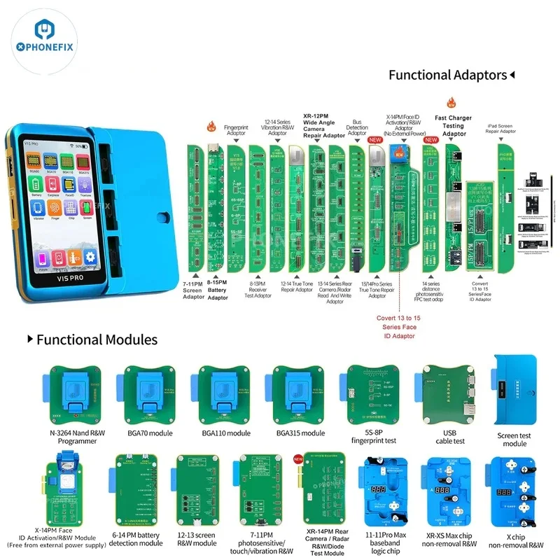 

JC V1S Pro BGA315/110/70 Nand Programmer for iPhone 6-15PM iPad Face ID Screen Battery Data Read Write Rear Camera Pop-up Repair