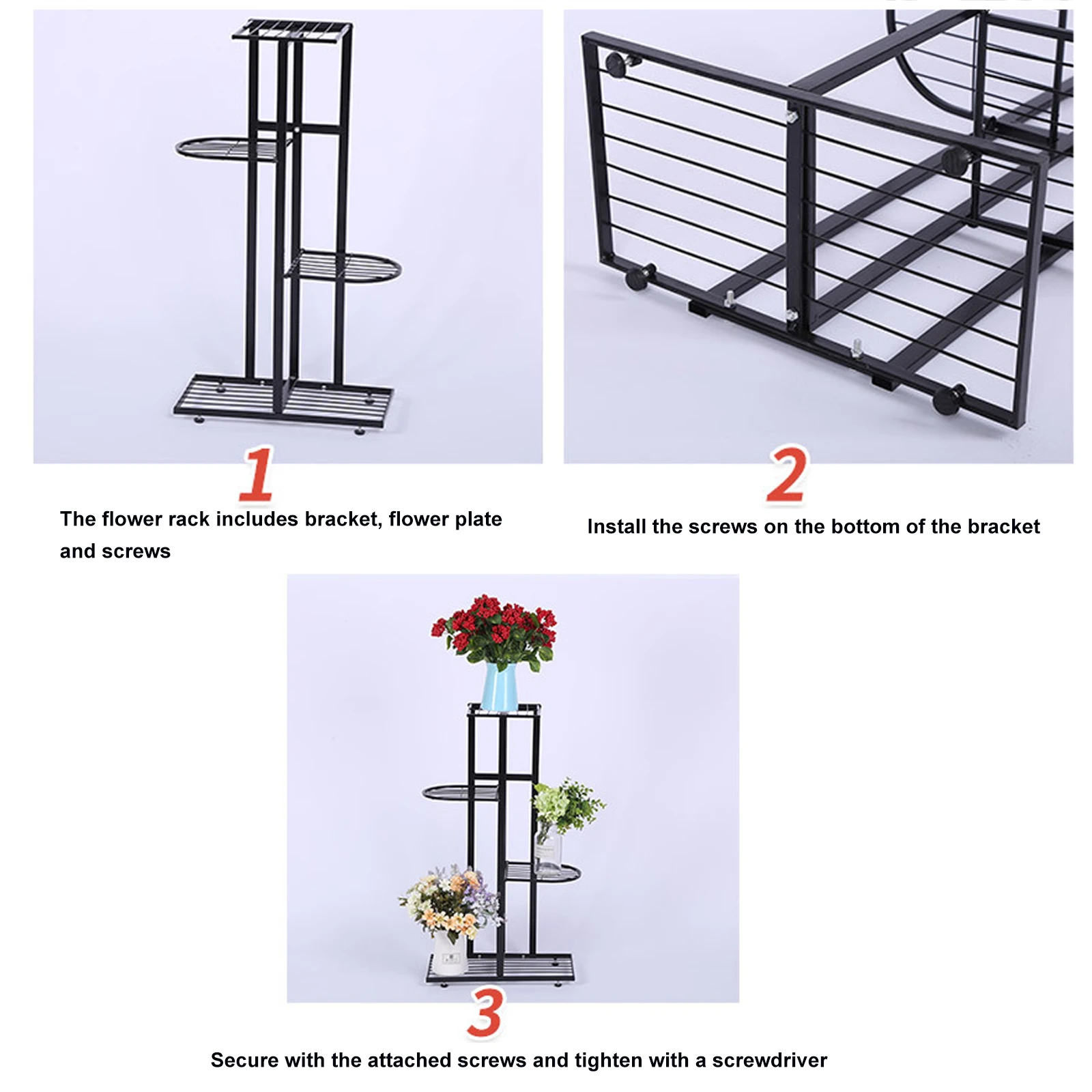 Indoor 4-Tier Large Metal Plant Stand Shelf Anti Rust Iron Garden Flower Rack