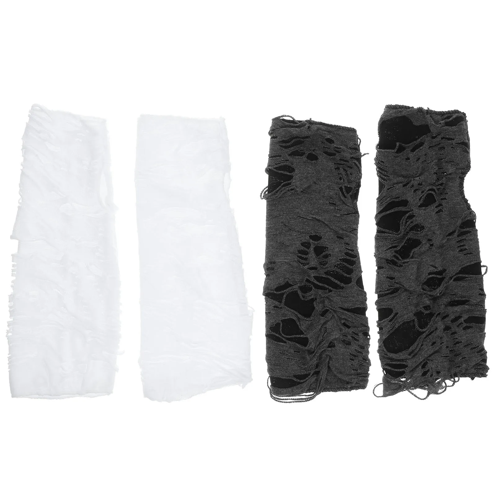 

2 Pairs Glove for Women Halloween Mittens Punk Ripped Gloves Studded Fingerless