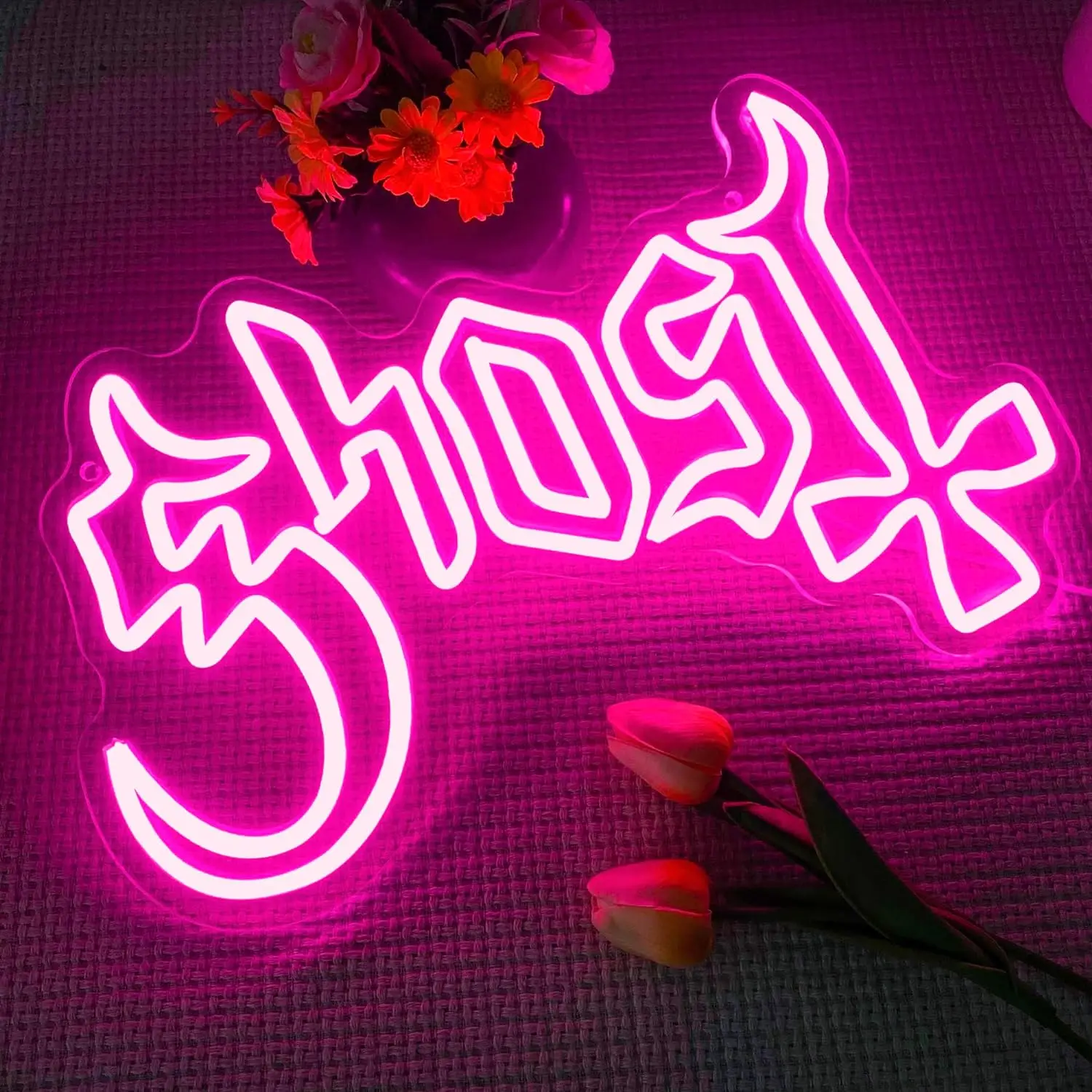 Ghost Satan Neon Light Sign estetica dimmerabile insegna al Neon per la decorazione della parete Room Party Shop Club Halloween Dorm Decor regalo di compleanno