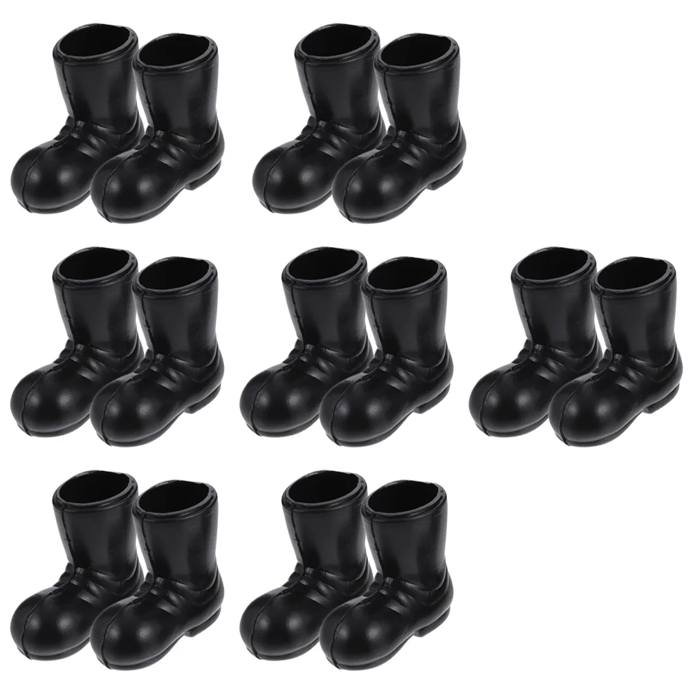 Botas Decorativas de Natal para Bonecas, Mini Papai Noel Modelo, Acessórios Dollhouse, Boneca Miniatura, Baby Props, Tornozelo Plástico, 7 Pares