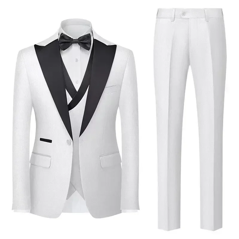 

2024 New Classic Men's 3-Piece Blazer Vest And Pants Formal Evening Party Classic Wedding Formal Stylish Suit Set For Wedding