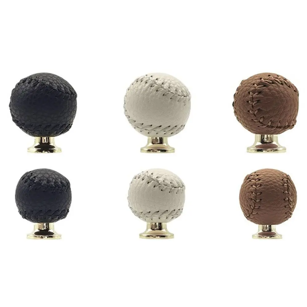 Furniture Handle Baseball Shape Door Pulls Single Hole Spherical Drawer Knobs Decoration Leather Cabinet Door Handle Drawer