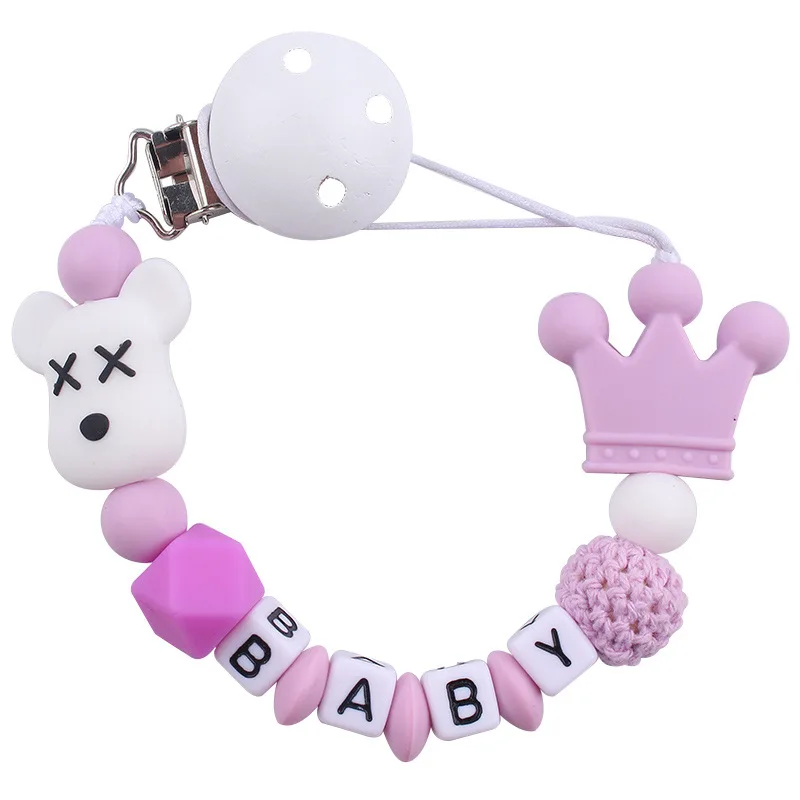 Baby personal isierte Name Schnuller Ketten Silikon Perle Säugling Nippel beschwichtigen Schnuller Kette Clip Nippel Clip Zahnen Spielzeug Kauen Geschenk