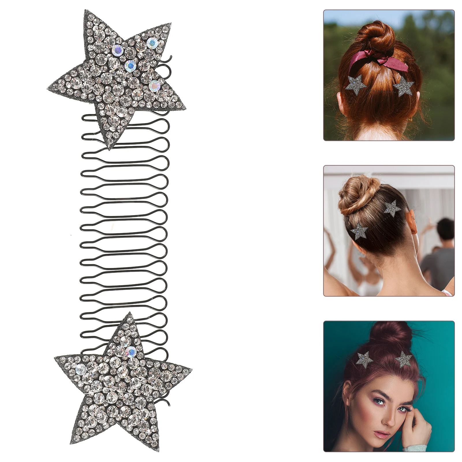 

2Pcs Silver Star Hairpin Eye Catching Design Invisible Hair Styling Tool for Casual and Formal Looks Hair Fixer Comb