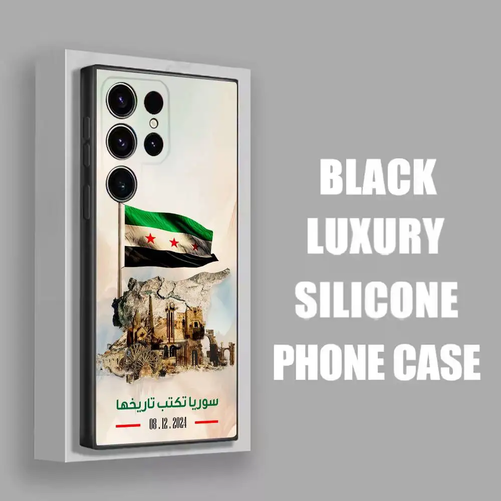 เคสโทรศัพท์ลายธงชาติซีเรีย สำหรับ Samsung S25,S24,S21,S22,S23,S30,Ultra,S20,Plus,Fe,Lite,5G สีดำ