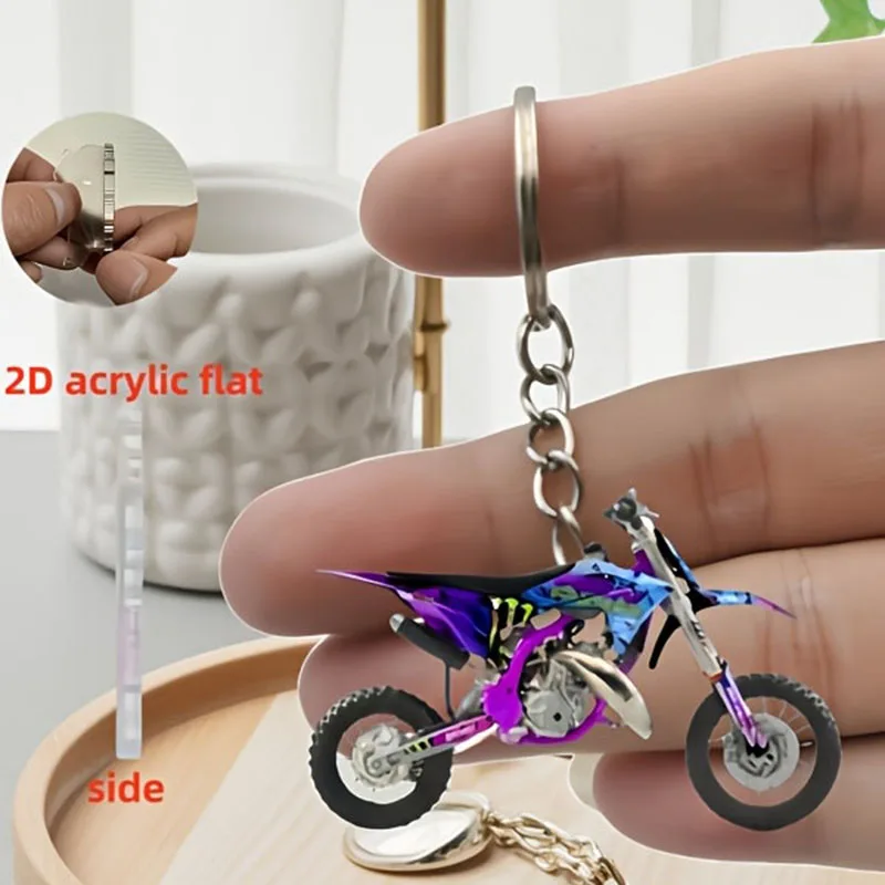 1PCS Men's Motorcycle Keychain -2D Flat Acrylic Keyring Motorcycle Design, Car Keychain, Backpack Decoration, Halloween Gifts view 5