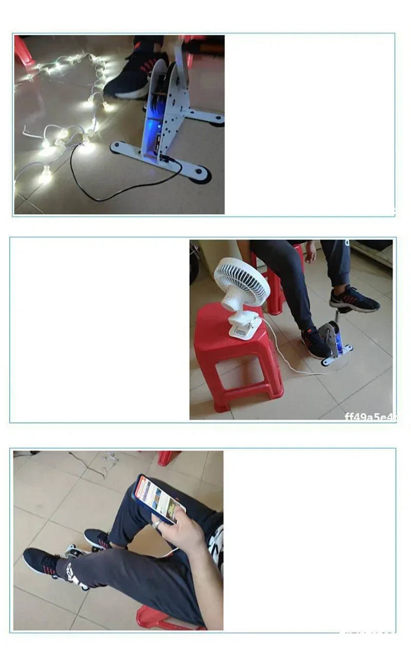 

Dual USB Portable Pedal Generator Spinning Bike Rehabilitation Training Device DIY Fitness Geared Foot-Operated Machine