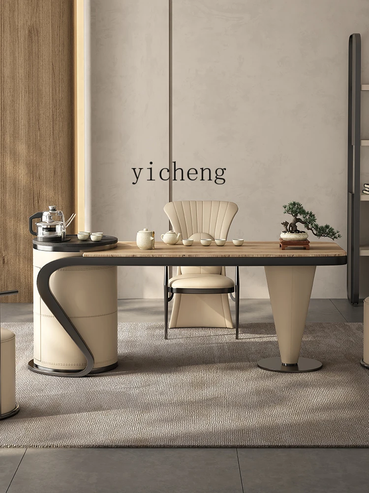 Yy New Chinese Tea Table and Chair Black Walnut  Light Luxury Office Tea Making Table