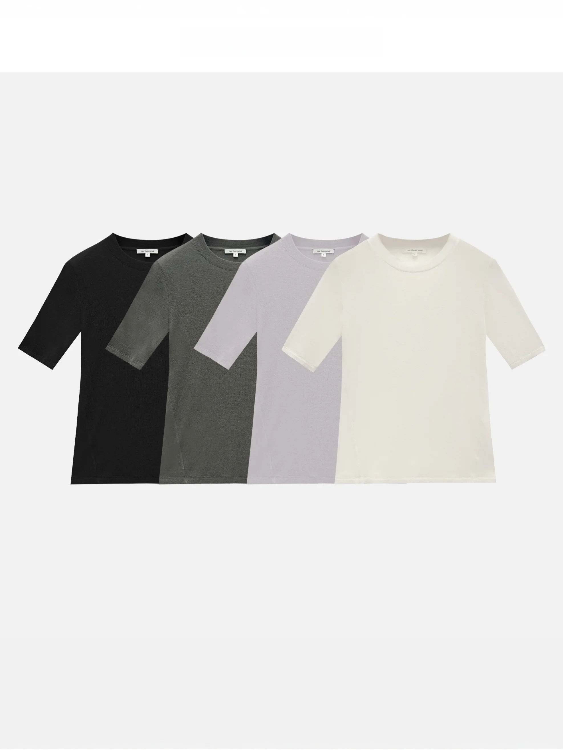 

Le Samedi Angel Wool Modal Short Sleeve T-Shirt Elegant Spring Casual Fit Straight Body Slimming Women's Top round Neck Tee