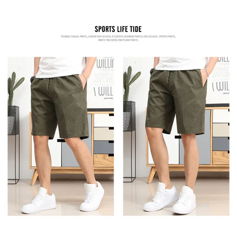 

2025 NEW Summer Men's Camouflage Cotton Cargo Shorts Washed Vintage Casual Loose Stretch Short Trousers Sportswear for Man