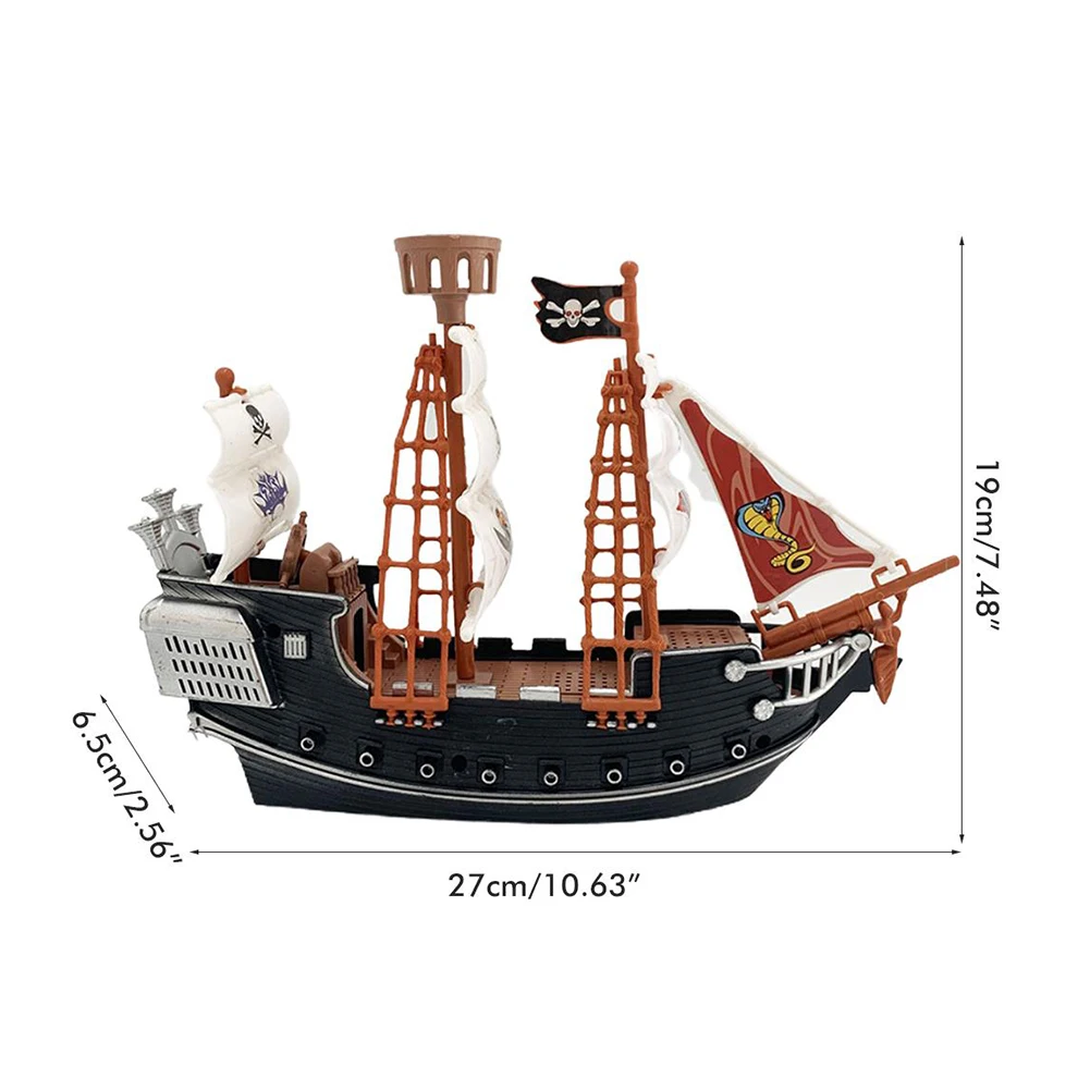 10in Pirates Ship Exquisite Craftsmanship Unique Boats Model Special Gift Ship Model Toy Scene Decor Prop for Home Kindergarten