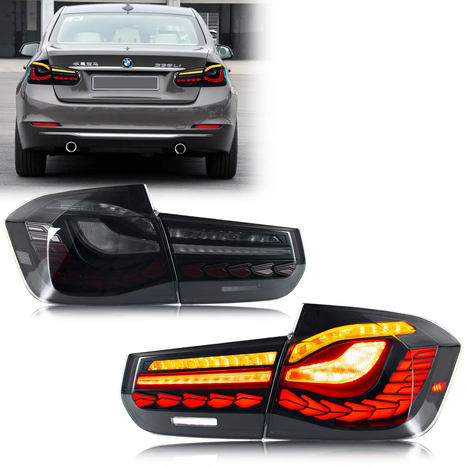 

LED GTS Tail Lights for BMW 3-Series F30 F35 F80 Saloon 2012-2018 Start-up Animation Sequential Turn Signal Rear Lamps Assembly