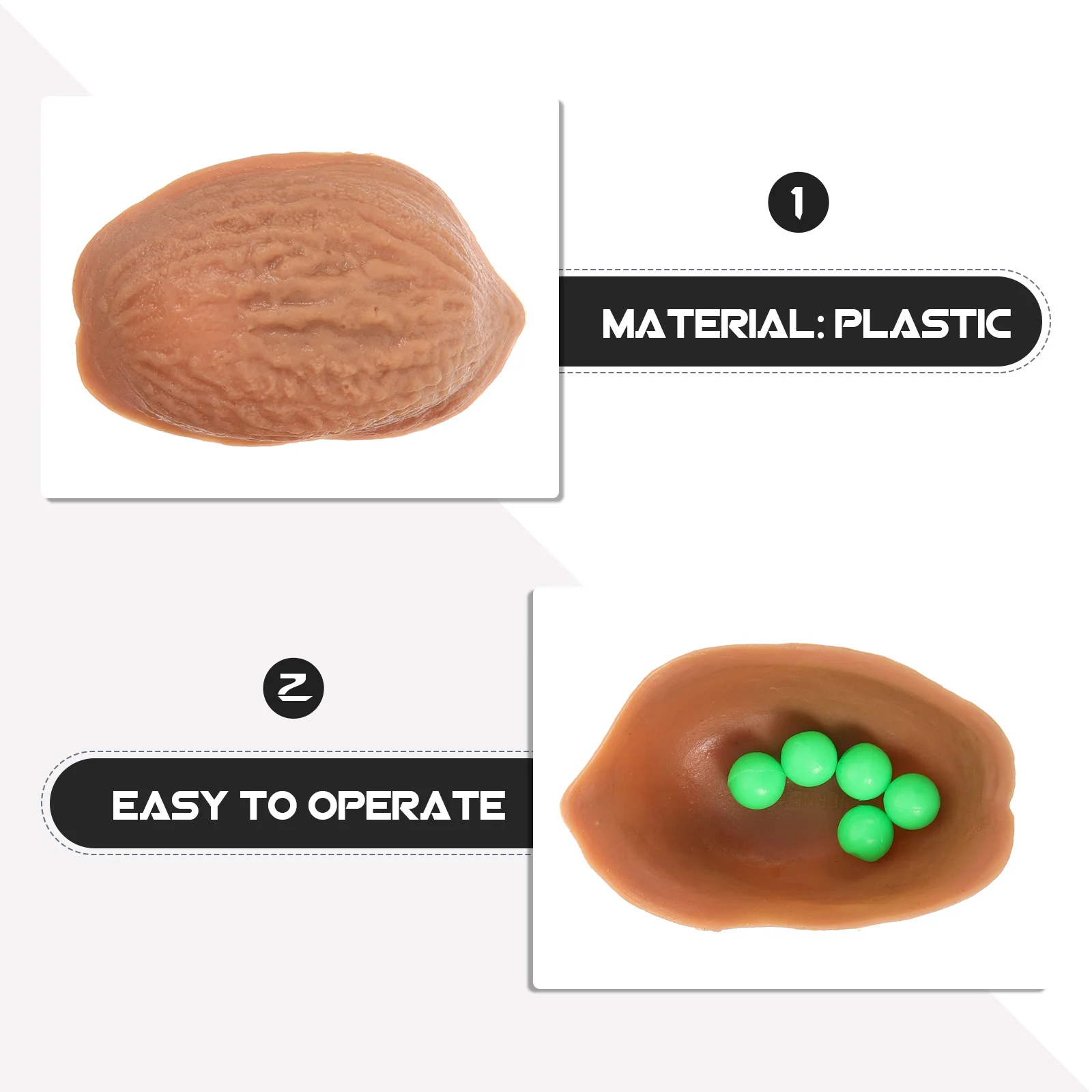 

3 Shell 5 Balls Walnut Shell Trick Set Lightweight Sleek Ball Game for Funny Home Play Intelligence Development Wizard