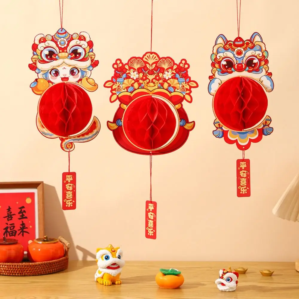 

Chinese New Year Red Paper Lantern Blessing Traditional 2025 Snake Year Lantern Pendants Reusable Festive