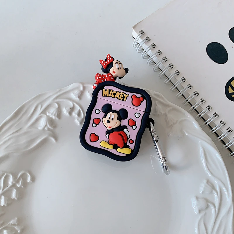 Case for Apple AirPods 1 2 3 Pro 2 Case 3D Disney Mickey Minnie Silicone Earphone Protective Cases Accessories Headphone Box