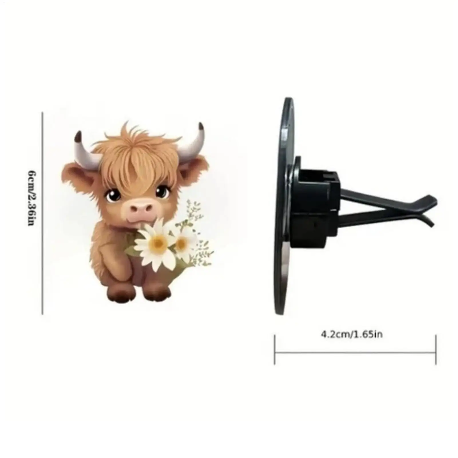 Car Air Freshener Vent Clips Car Scent Diffuser Vent Clip 2D Acrylic Cute Highland Cow Shape Perfume Aromatherapy Diffuser For