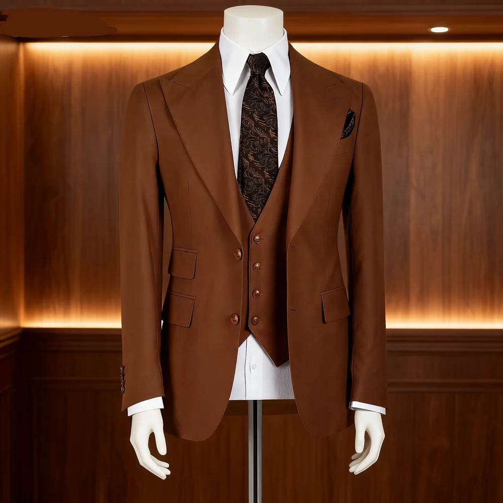 

Мужские свадебные смокинги с зубчатыми лацканами, однобортная роскошная мужская одежда, танцевальное платье, полный костюм в стиле фэнтези