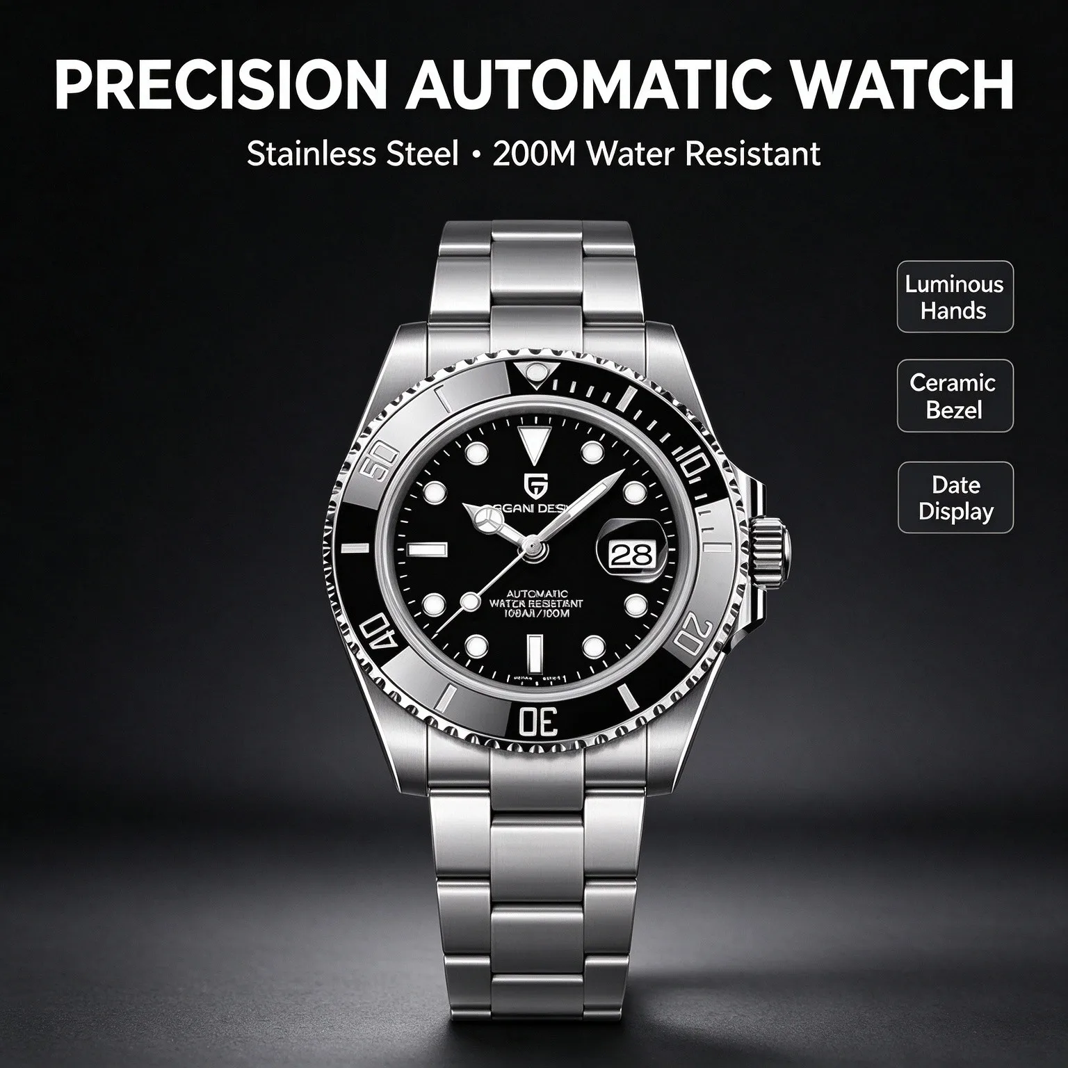 2026 New PAGANI DESIGN PD-1639 Men Mechanical Watch 40mm Ceramic Rotating Bezel 100M Waterproof Luminous Date Diver Wristwatches Gift Watch