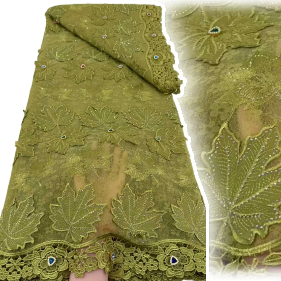 

New Chantilly Cord Laser Embroidered Swiss Voile Diamond Fabric HighQuality 5Yards Dubai Fabrics for Sewing Wedding Dress SZ1936