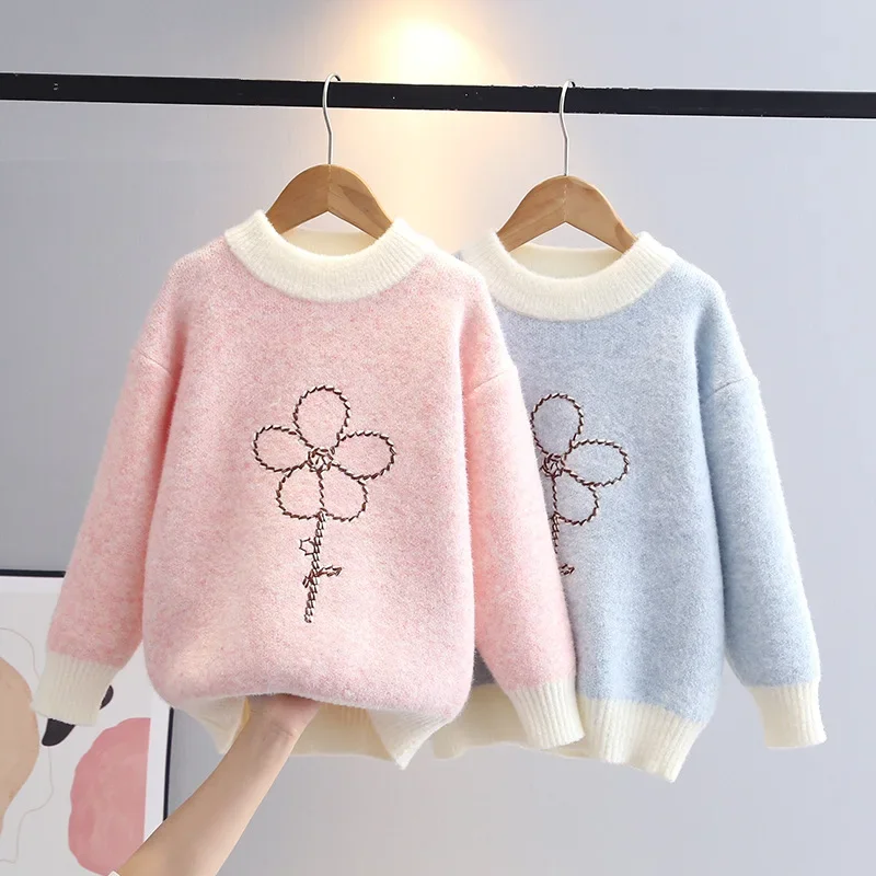 2024 Autumn  Winter Girls sweater pullover children's top knitwear baby girls fancy big children 8-16 years old