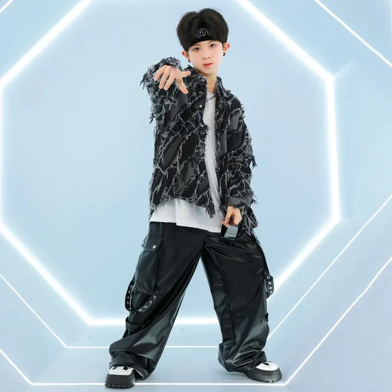 Jungen Hip Hop Lose Druck Hemd Cargo Hosen Mädchen Street Dance K-pop Tank Top Kinder Streetwear Kleidung Sets kinder Jazz Kostüme