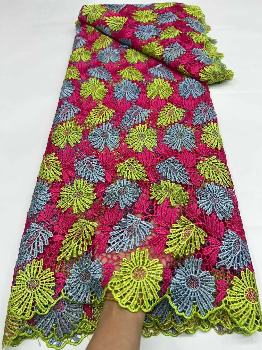 

Африканское хлопковое кружево 2026, 5 ярдов, хит продаж, нигерийское французское гипюровое кружево для свадебных платьев