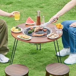 Mesa de estufa plegable portátil para acampar, mesa redonda para barbacoa, pícnic al aire libre, deportes al aire libre, 1 pieza