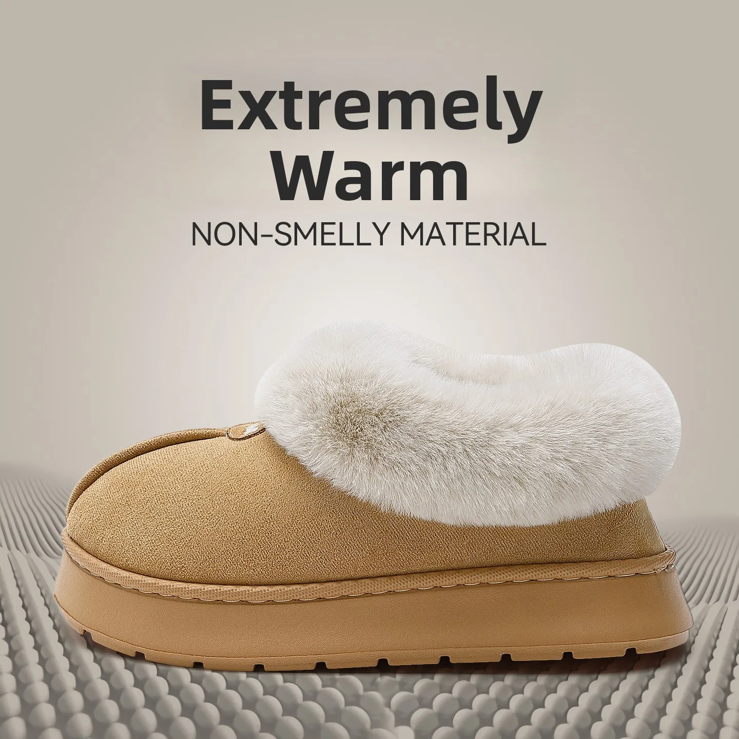 أحذية شتوية نسائية ذات نعل سميك مبطنة بالفرو، أحذية ثلج عالية الرقبة، شباشب دافئة للمنزل مع كعب خلفي، شباشب قطنية للارتداء في...