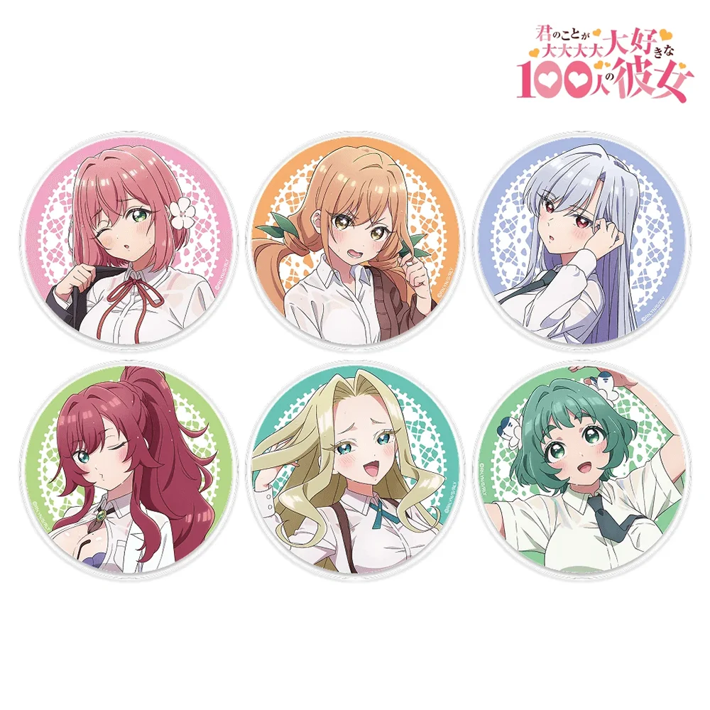The 100 Girlfriends Hanazono Hahari 58mm Acrylic Stand Keychain Badge Pin Brooch School Girl Anime Desk Decor Toy Fan Gift