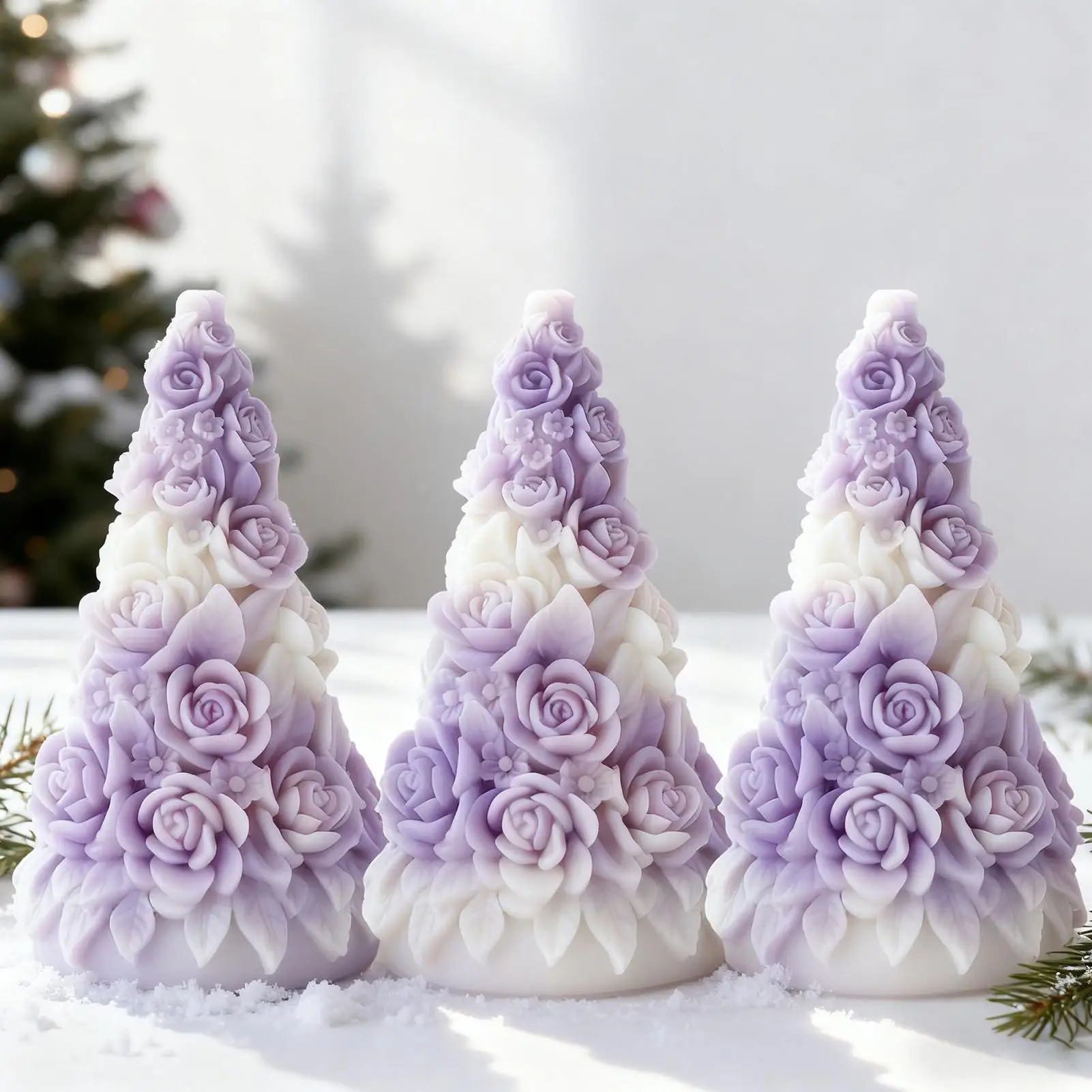 

Silicone Candle Molds Reusable Candle Making Crafts 3D Tree Molds Decor For Family Friends Beginners Workshop Seasonal Home