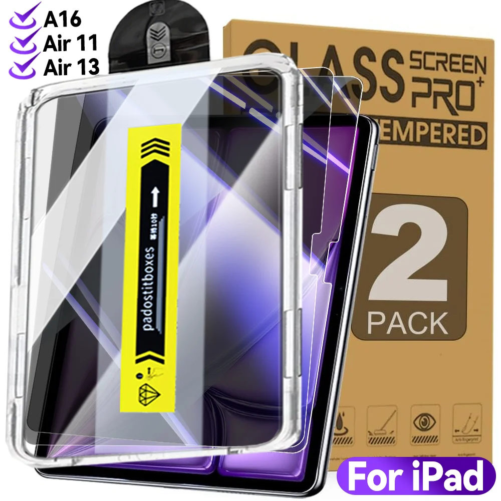 

2 упаковки для iPad 2025 A16 Air 11/13 дюймов, простая установка, защитная пленка из закаленного стекла, защитная пленка от синего света для iPad 11