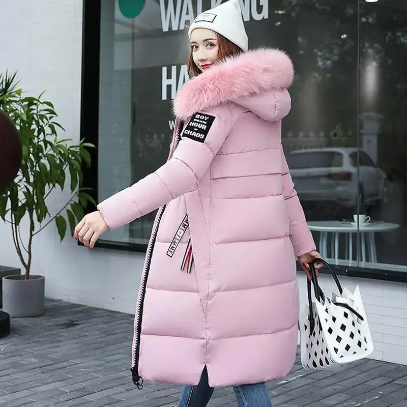 Winter coats women down jackets 2024 long slim solid color coat female Jackets outerwears woman parkas clothes zip fur collar