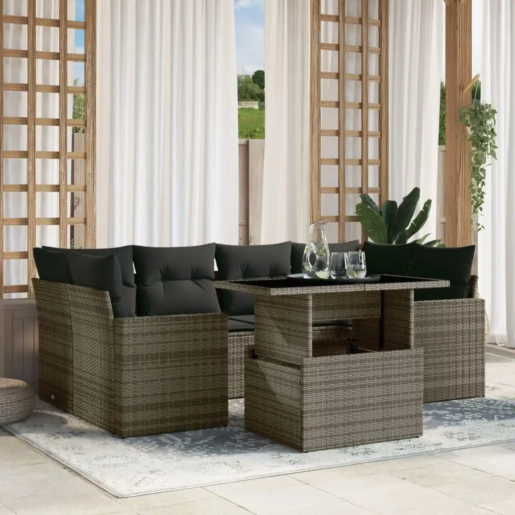 

Garden Sofa Set Gray Outdoor Furniture Comfortable Cushions Stylish Design Patio Lounge Seating Modern Living Room Decor