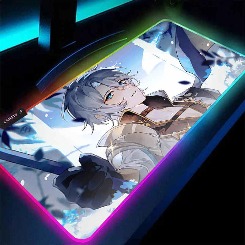 

Mouse Pad Carpet LED Laptop PC Gamer Keyboard Pad RGB Anime Mousepad Edge White Tassel Rubber Honkai Star Rail Phainon Desk Mat