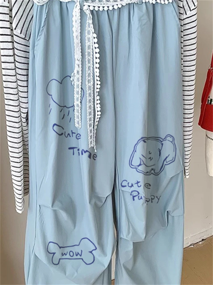 กางเกงทำงานผ้าลูกไม้สีน้ำเงินทรงหลวมสบายสำหรับฤดูร้อน ขาบาน ระบายอากาศ ซับเหงื่อ สำหรับผู้ชายและผู้หญิง...