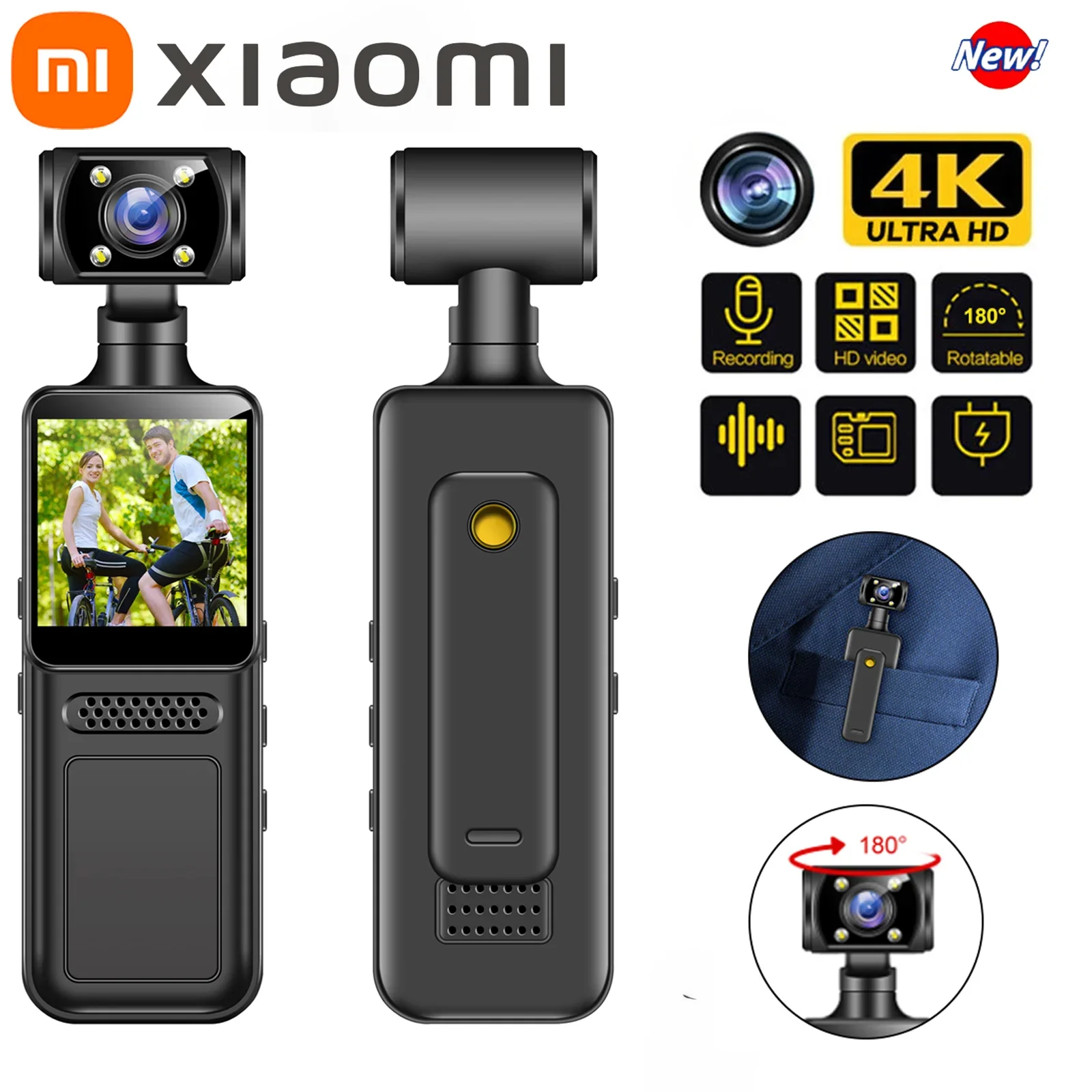 Xiaomi Mini Professional Action Camera 180 ° Rotating  Portable Camera 8K HD Wearable Night Vision Outdoor Camera vlog 2025New