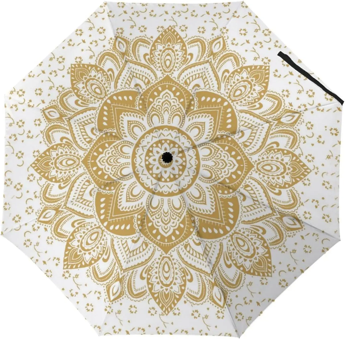 

Bohemian Mandala Umbrella Boho Flower Sunny and Rainy Umbrellas Lightweight Windproof Folding Travel Umbrella for Adults Teen