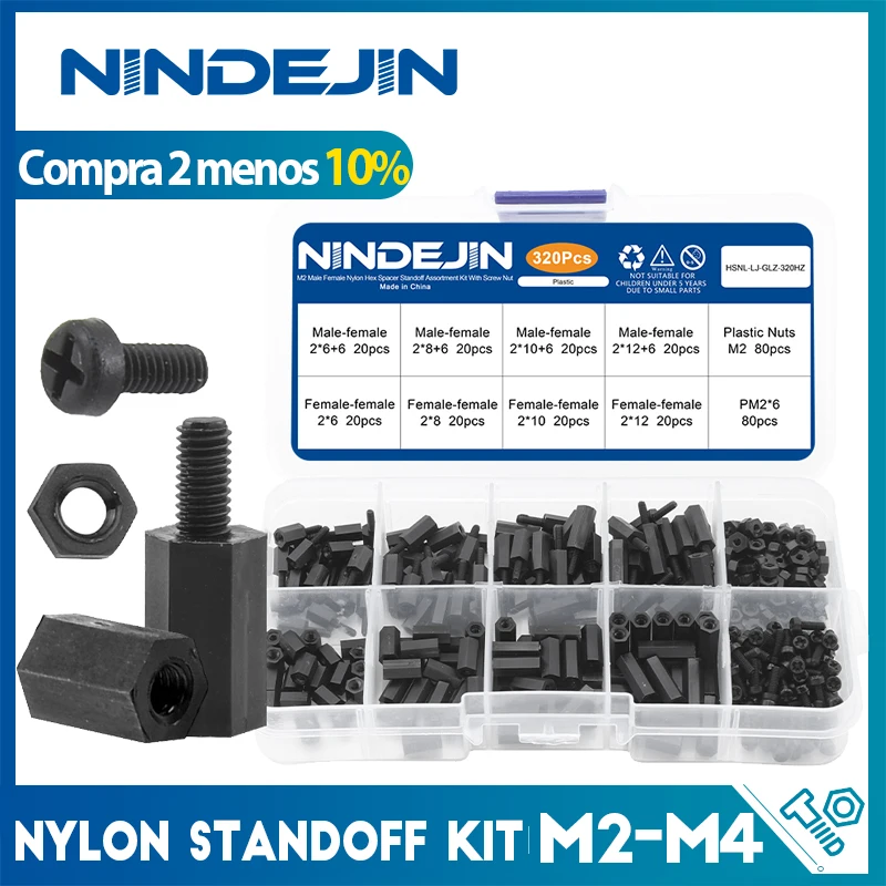 Masculino feminino náilon hex impasse variedade kit com parafusos de plástico porcas m2 m2.5 m3 m4 isolamento plástico impasse espaçador conjunto