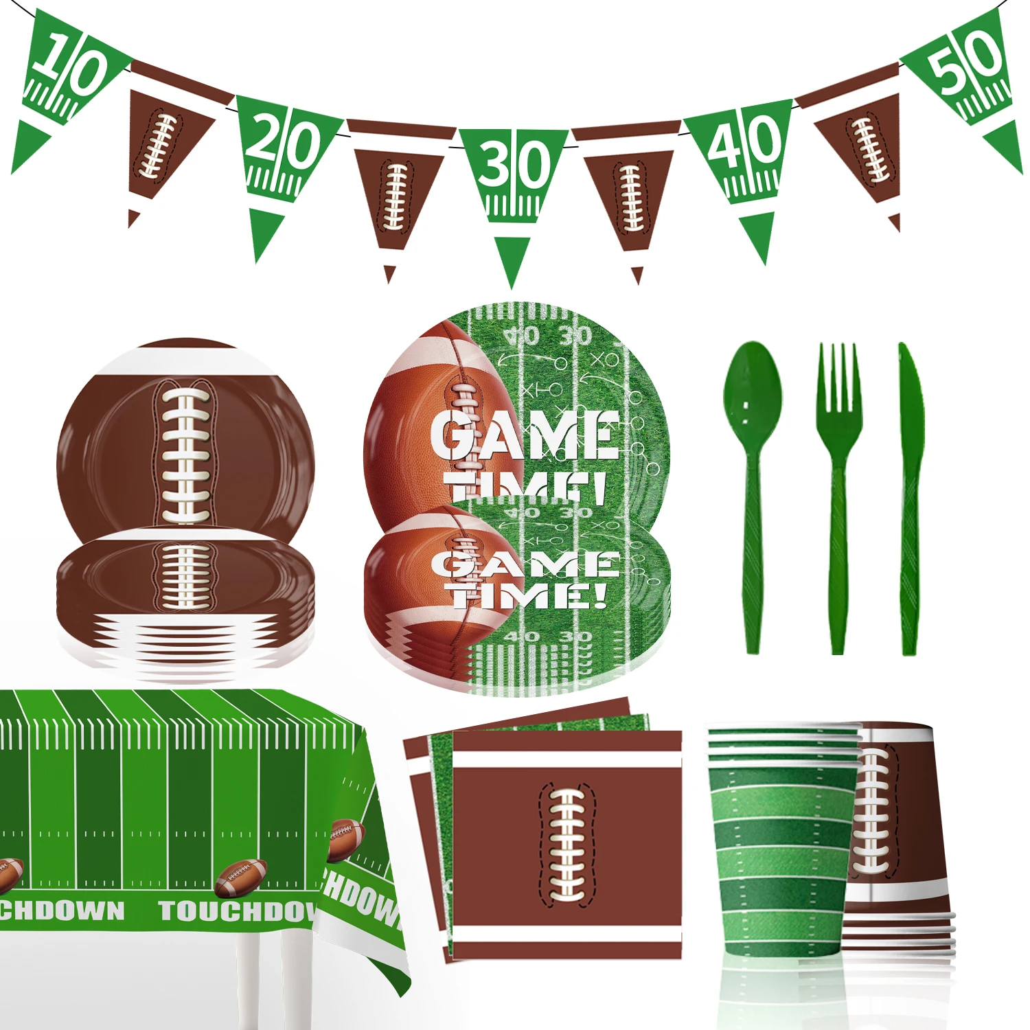 Rugby Kids Birthday Party Supplies Tableware Paper Plates Tissue Tablecloths Plastic Spoons Forks Knives Decoration Party