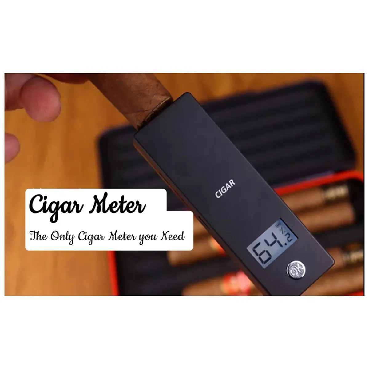 Digital Cigar Humidity Meter Portable Electric Moisture Gauge Tester with LCD Needle Hygrometer for Humidors