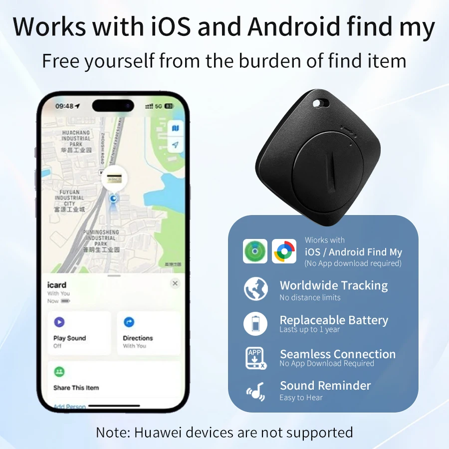 جهاز تعقب GPS ثنائي النظام للحيوانات الأليفة iOS Android Bluetooth Tracking Tag Item Locator يعمل مع iOS Find My or Google Find Hub App #5