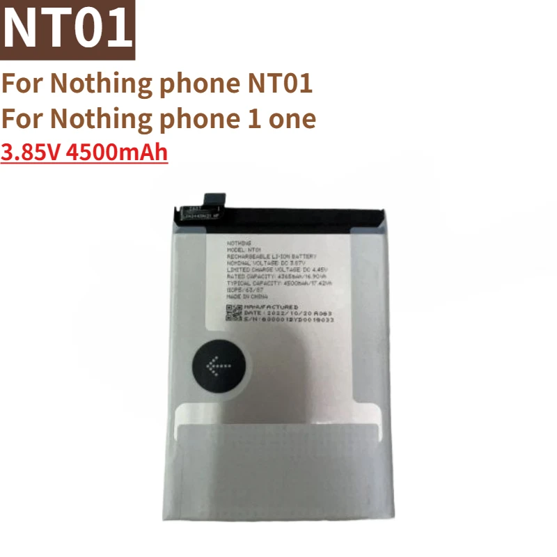 Batería de teléfono móvil NT01 de alta calidad 3.85V 4500mAh para Nothing phone NT01,1 batería de repuesto nueva original 5