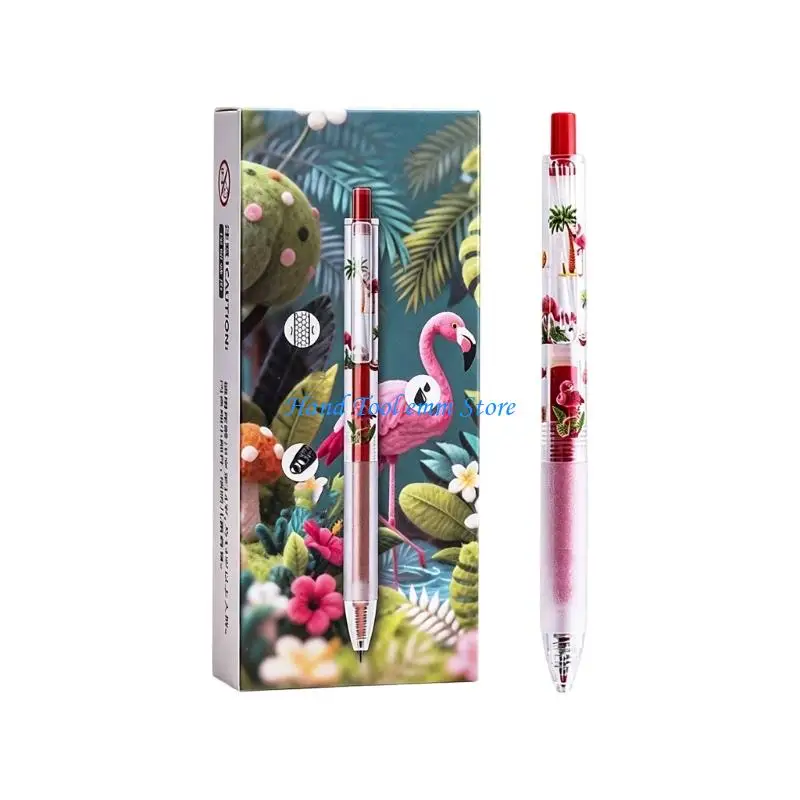 H37F 12Pcs Animal Print Retractable Gel Pen 0.5MM Ergonomic Silicone Grip Fast Drying Inks for Writing Drawing Note Taking